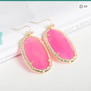 Kendra Scott Gold Pink Drop Earrings
